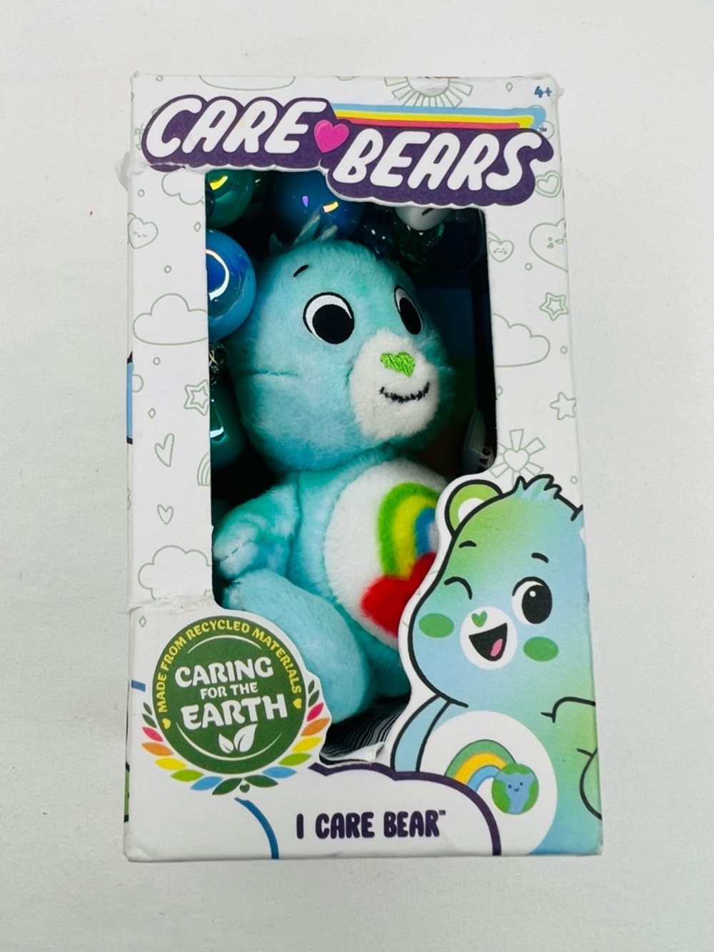 Care Bears I Care Bear keychain Plush - Turquoise with Rainbow Belly
